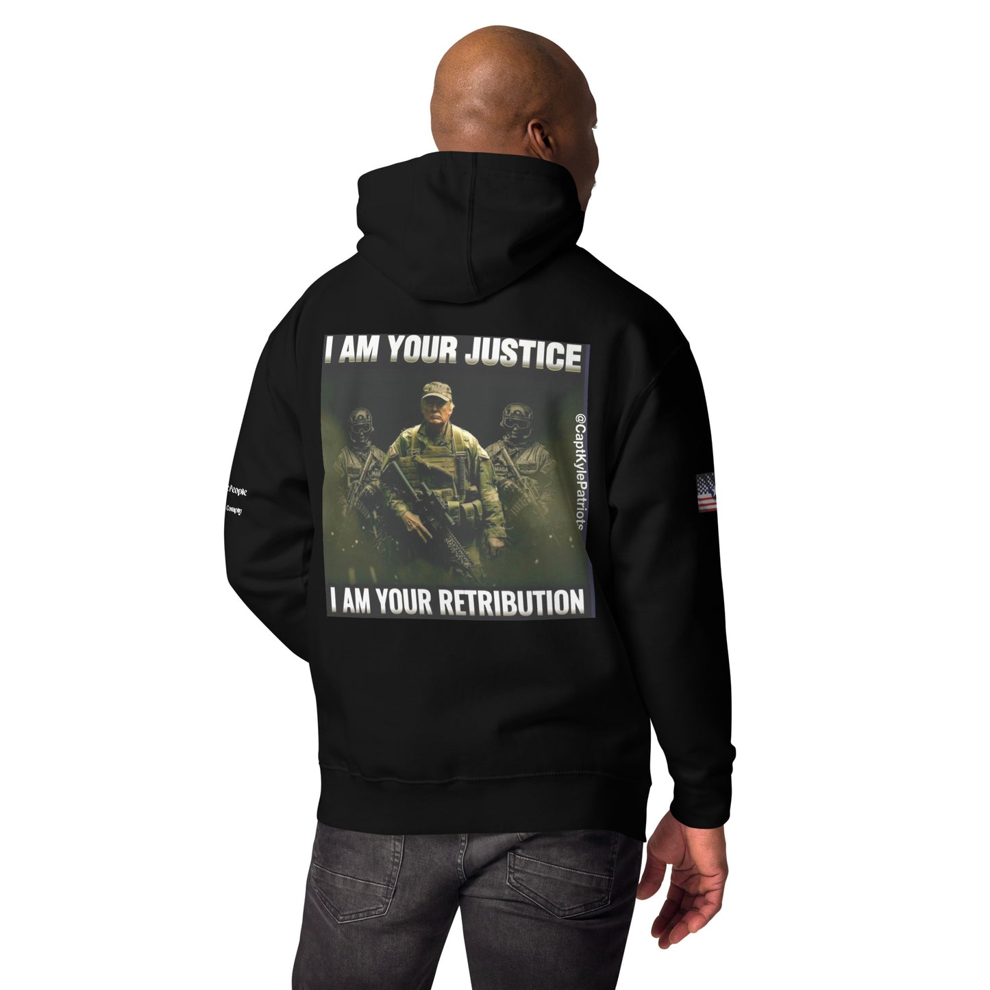 Capt Kyle Patriots I'm Your Retribution This hoodie runs small we recommend ordering one size larger.  Unisex Hoodie