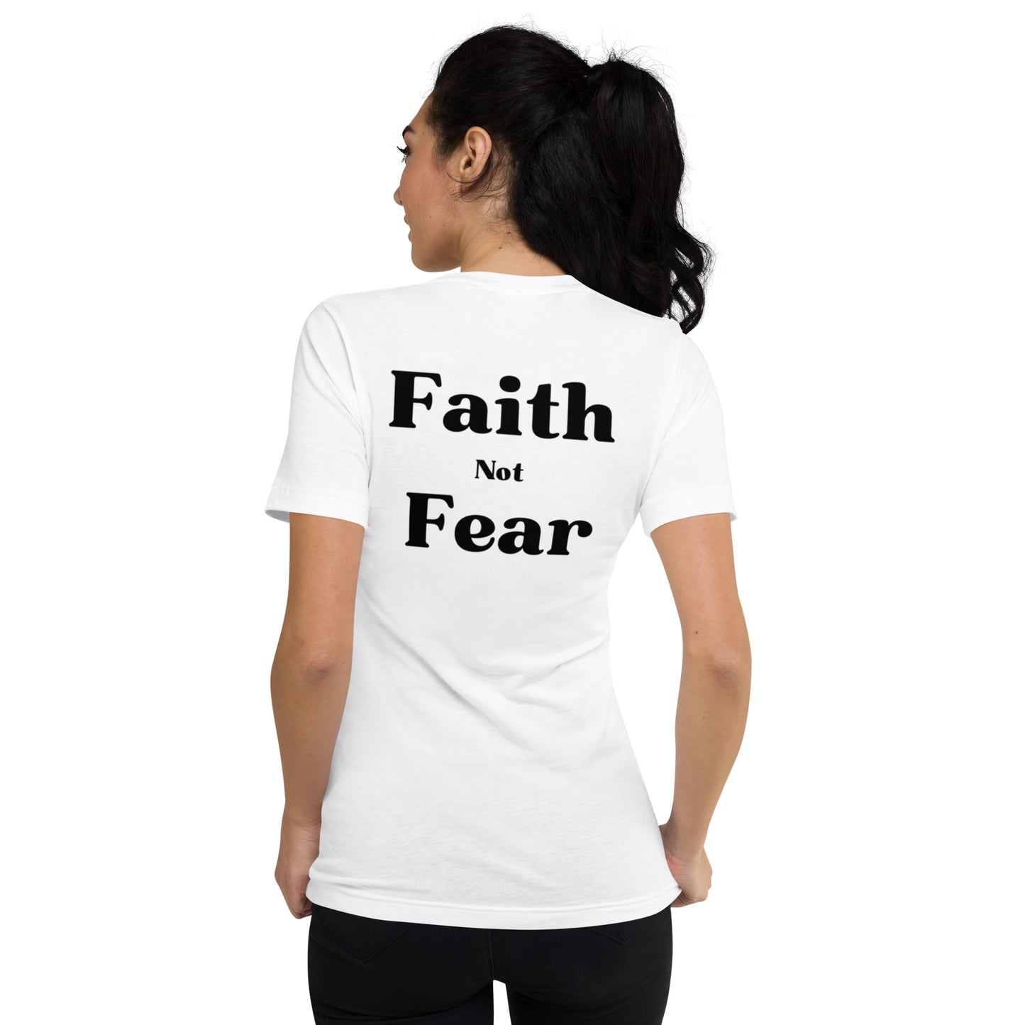 Capt Kyle Patriots Woman's Faith not Fear Short Sleeve V-Neck T-Shirt